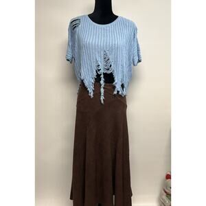 Destroyed Oversized‎ sweater Cropped Womens Large Top Grunge indie